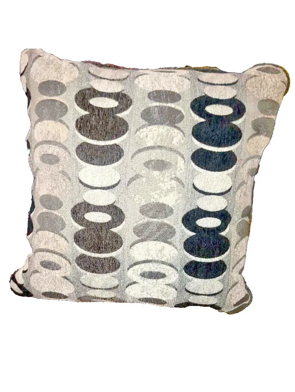 ASHLEY FURNITURE BALLINASLOE DARK GRAY BACK GEOMETRIC DESIGN THROW PILLOW